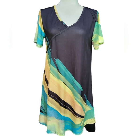 JAMAICAN WATERCOLOR STRETCH DRESS - Picture 8 of 10
